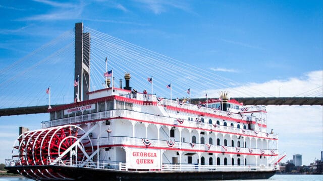 Savannah Riverboat Cruises' Georgia Queen by Bridge