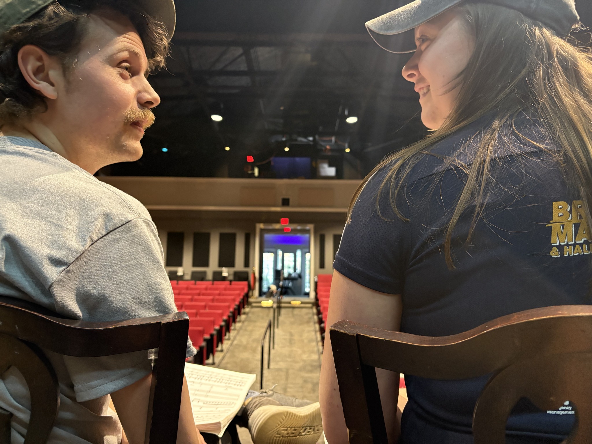 Actors in table work rehearsal at New Oak Theatre