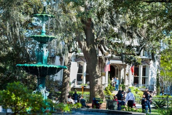 Lafayette Square with Cathedral of St. John the Baptist Gothic Revival architecture and twin spires